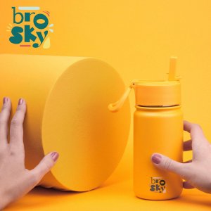 Brosky Basic Stalowa butelka na wodę w kolorze żółtym 450ml 3