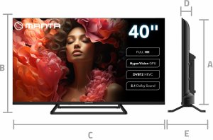TELEWIZOR 40 cali SMART VIDAA TV LED FHD dekoder S2 DVBT2 H.265/HEVC WIFI USB MANTA 40LFV125E 12