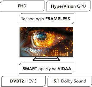 TELEWIZOR 40 cali SMART VIDAA TV LED FHD dekoder S2 DVBT2 H.265/HEVC WIFI USB MANTA 40LFV125E 2