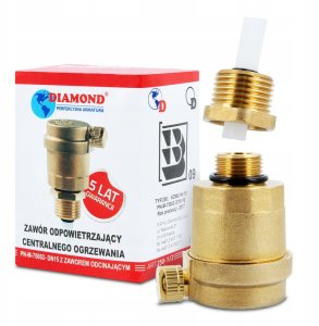 Diamond zawór odpowietrzający CO automatyczny z zaworem odcinającym 1/2" ART.250-15. 3