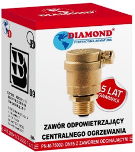 Diamond zawór odpowietrzający CO automatyczny z zaworem odcinającym 1/2" ART.250-15. 7
