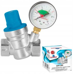 Diamond zawór redukcyjny ciśnienia wody, wlot/wylot GW 1" z ciśnieniomierzem TYP:418 ART.301-25 3