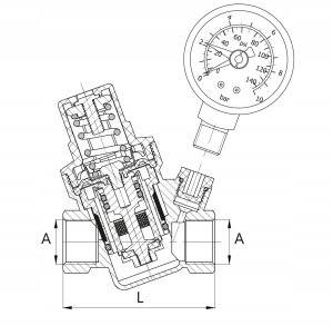 Diamond zawór redukcyjny ciśnienia wody, wlot/wylot GW 1" z ciśnieniomierzem TYP:418 ART.301-25 4