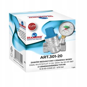 Diamond zawór redukcyjny ciśnienia wody, wlot/wylot GW 1" z ciśnieniomierzem TYP:418 ART.301-25 10