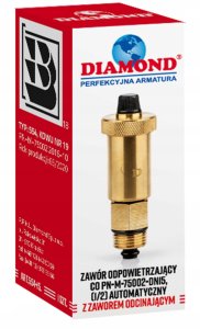 Diamond zawór odpowietrzający CO automatyczny z zaworem odcinającym 1/2" ART.554-15 1