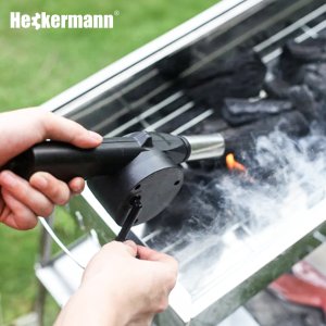 Akcesoria do grillowania Heckermann 3szt Dmuchawa Rękawice Czyścik rusztu 3