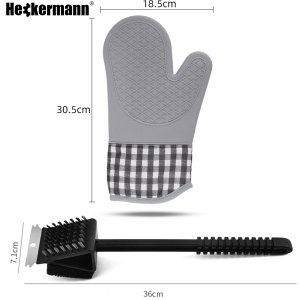Akcesoria do grillowania Heckermann 3szt Dmuchawa Rękawice Czyścik rusztu 8