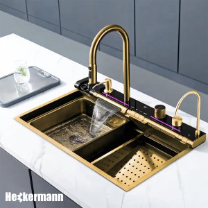 Zlew wielofunkcyjny z ociekaczem Heckermann B7546X Złoty 3