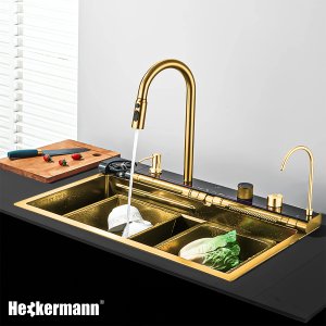 Zlew wielofunkcyjny z ociekaczem Heckermann B7546X Złoty 4