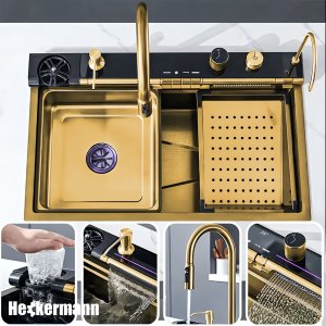 Zlew wielofunkcyjny z ociekaczem Heckermann B7546X Złoty 5