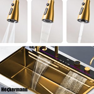 Zlew wielofunkcyjny z ociekaczem Heckermann B7546X Złoty 6