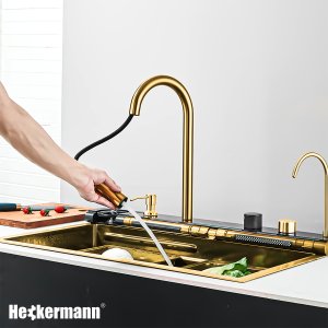 Zlew wielofunkcyjny z ociekaczem Heckermann B7546X Złoty 10