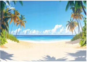 Fototapeta 3D Plaża Morze Palmy Natura Na Ścianę Sypialnia Salon 400X280 1