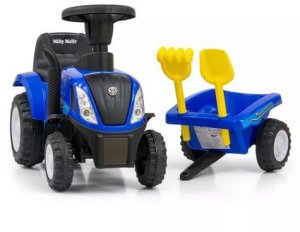 Jeździk odpychacz traktor z przyczepką i funkcjami dźwiękowymi oraz świetlnymi NEW HOLLAND niebieski 14