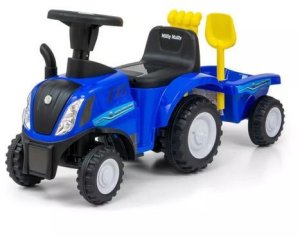 Jeździk odpychacz traktor z przyczepką i funkcjami dźwiękowymi oraz świetlnymi NEW HOLLAND niebieski 2