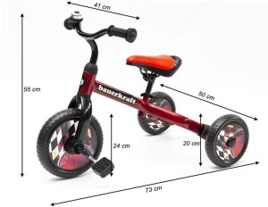 Bauerkraft Multi rowerek trójkołowy biegowy 3w1 czerwony 8