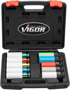 Vigor Slagskruemaskine-topnøgleindsats #####Vierkant, 1/2 (12,5 mm) 10 dele V6312/10 4