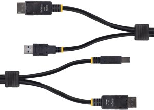 Kabel StarTech .com 10ft (3m) DisplayPort and USB 5Gbps KVM Cable, 4K 60Hz, DP 1.2 and USB Combo Cable for KVM Switches, 3.1 m, USB, USB, HDMI, Black, DisplayPort + USB 3.2 Gen 1 Type-A 2