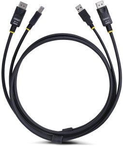 Kabel StarTech .com 10ft (3m) DisplayPort and USB 5Gbps KVM Cable, 4K 60Hz, DP 1.2 and USB Combo Cable for KVM Switches, 3.1 m, USB, USB, HDMI, Black, DisplayPort + USB 3.2 Gen 1 Type-A 3