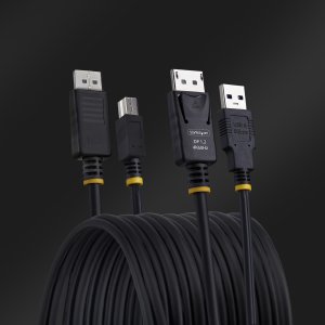 Kabel StarTech .com 10ft (3m) DisplayPort and USB 5Gbps KVM Cable, 4K 60Hz, DP 1.2 and USB Combo Cable for KVM Switches, 3.1 m, USB, USB, HDMI, Black, DisplayPort + USB 3.2 Gen 1 Type-A 4