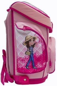 TORNISTER usztywniany 14L różowy z turystkami 5