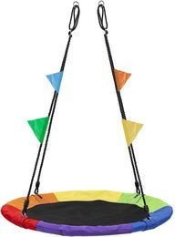 Huśtawka ogrodowa Bocianie Gniazdo XL, 100 cm, 150 kg, multikolor, kolorowe chorągiewki 2