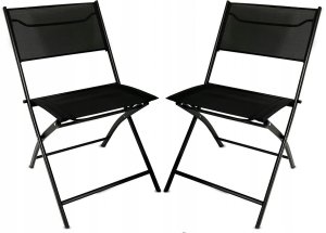 Zestaw 2 krzeseł - nowoczesne składane metalowe krzesło ogrodowe czarne 2
