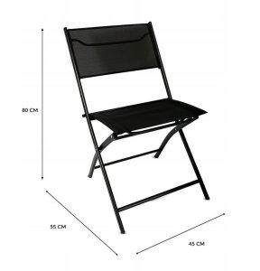 Zestaw 2 krzeseł - nowoczesne składane metalowe krzesło ogrodowe czarne 4