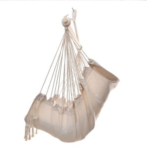 Huśtawka ogrodowa, fotel wiszący brazylijski z poduszkami 130kg beżowy 2