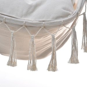 Huśtawka ogrodowa, fotel wiszący brazylijski z poduszkami 130kg beżowy 8