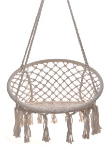 Ażurowa huśtawka ogrodowa, fotel wiszący z poduszką, bocianie gniazdo 150kg beżowy 5