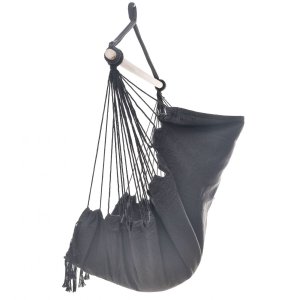 Huśtawka ogrodowa, fotel wiszący brazylijski z poduszkami 130kg grafitowy 6