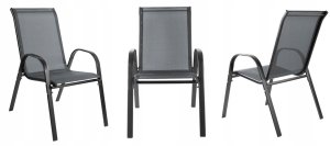 Zestaw 2 krzeseł - nowoczesne metalowe krzesło ogrodowe grafitowe 4