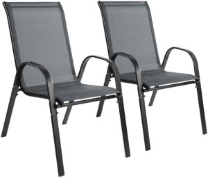 Zestaw 2 krzeseł - nowoczesne metalowe krzesło ogrodowe grafitowe 8