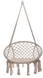 Ażurowa huśtawka ogrodowa, fotel wiszący, bocianie gniazdo 150kg beżowy 9