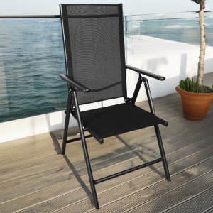 Nowoczesne, składane, metalowe krzesło ogrodowe z regulacją oparcia czarne 12