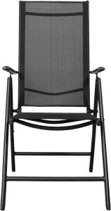 Nowoczesne, składane, metalowe krzesło ogrodowe z regulacją oparcia czarne 2