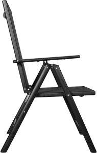 Nowoczesne, składane, metalowe krzesło ogrodowe z regulacją oparcia czarne 3