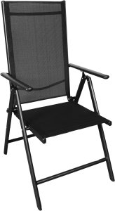 Nowoczesne, składane, metalowe krzesło ogrodowe z regulacją oparcia czarne 5