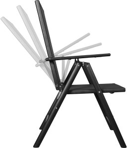 Nowoczesne, składane, metalowe krzesło ogrodowe z regulacją oparcia czarne 6