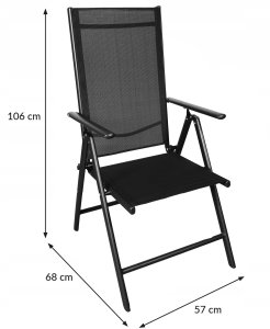 Nowoczesne, składane, metalowe krzesło ogrodowe z regulacją oparcia czarne 7