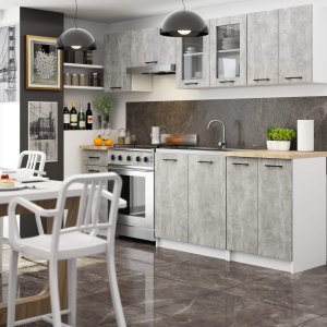 Zestaw szafek kuchennych z witryną OLIWIA 2.4m beton 2