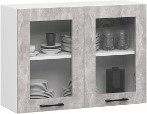 Zestaw szafek kuchennych z witryną OLIWIA 2.4m beton 9