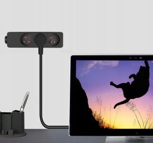 Przedłużacz sieciowy 3 gniazda z uziemieniem 1,5m czarny 3