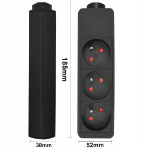 Przedłużacz sieciowy 3 gniazda z uziemieniem 3m czarny 2