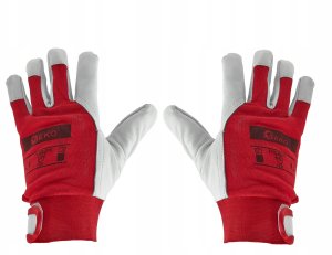 Rękawice robocze monterskie skórzane czerwone Kozia skóra - rzep  r.10 (12/48) 2