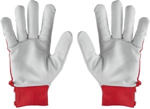 Rękawice robocze monterskie skórzane czerwone Kozia skóra - rzep  r.10 (12/48) 3