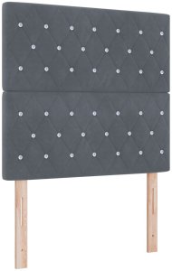 vidaXL Wezgłowie z kryształowymi guzikami tuftowane ciemnoszare 90 cm aksamitne, Wezgłowie z kryształowymi guzikami tuftowane ciemnoszare 180 cm aksamitne 2
