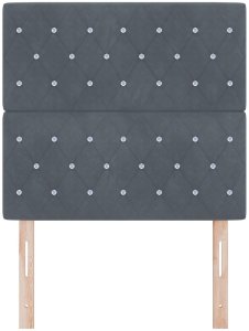 vidaXL Wezgłowie z kryształowymi guzikami tuftowane ciemnoszare 90 cm aksamitne, Wezgłowie z kryształowymi guzikami tuftowane ciemnoszare 180 cm aksamitne 4