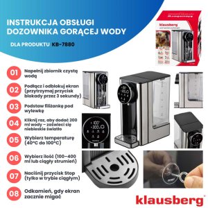 DYSPENSER DOZOWNIK GORĄCEJ WODY 2,7L KLAUSBERG KB-7880 14